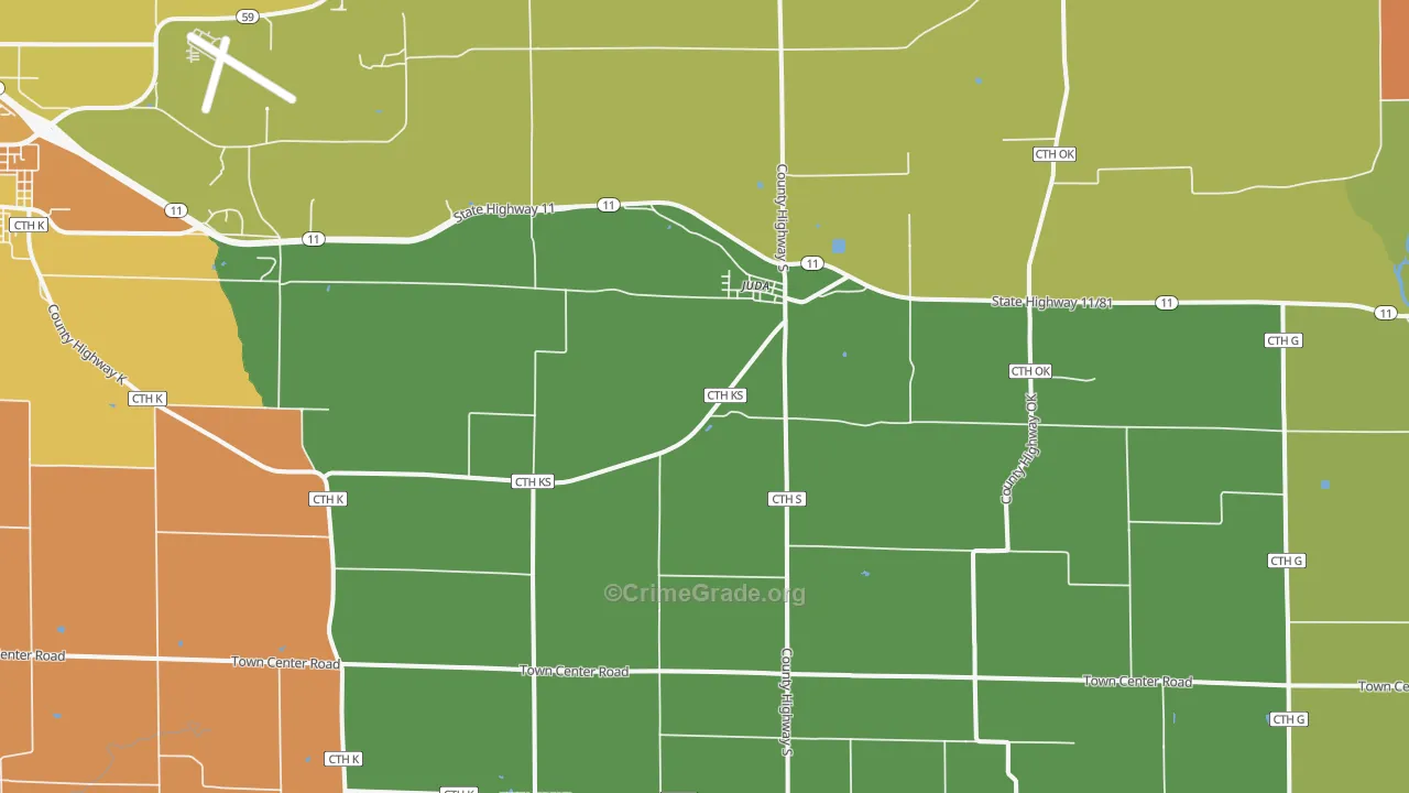 Juda, WI Map of Drug-Related Crime Rates