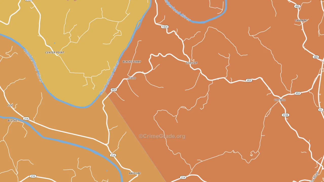 Judio, KY Map of Drug-Related Crime Rates