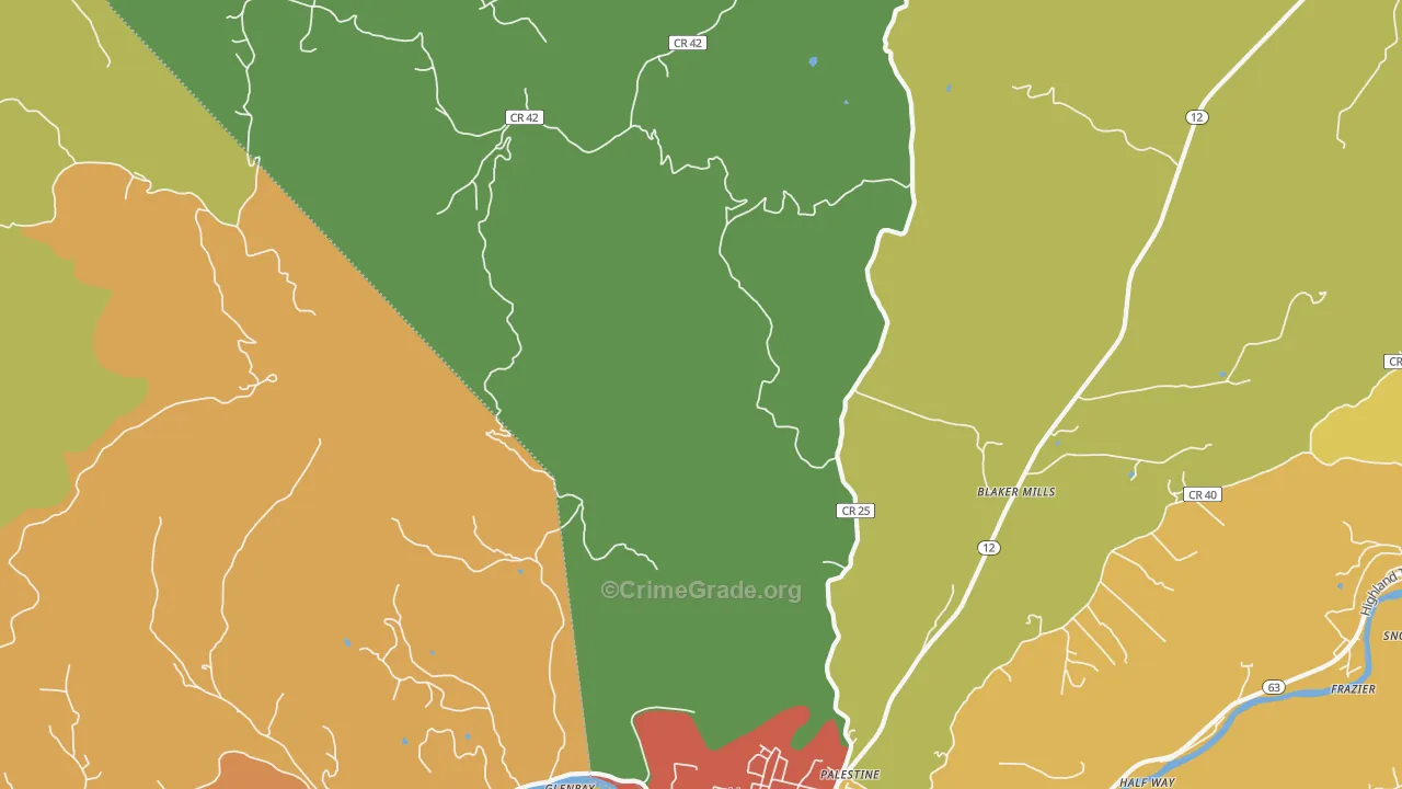 Judson, WV Map of Drug-Related Crime Rates