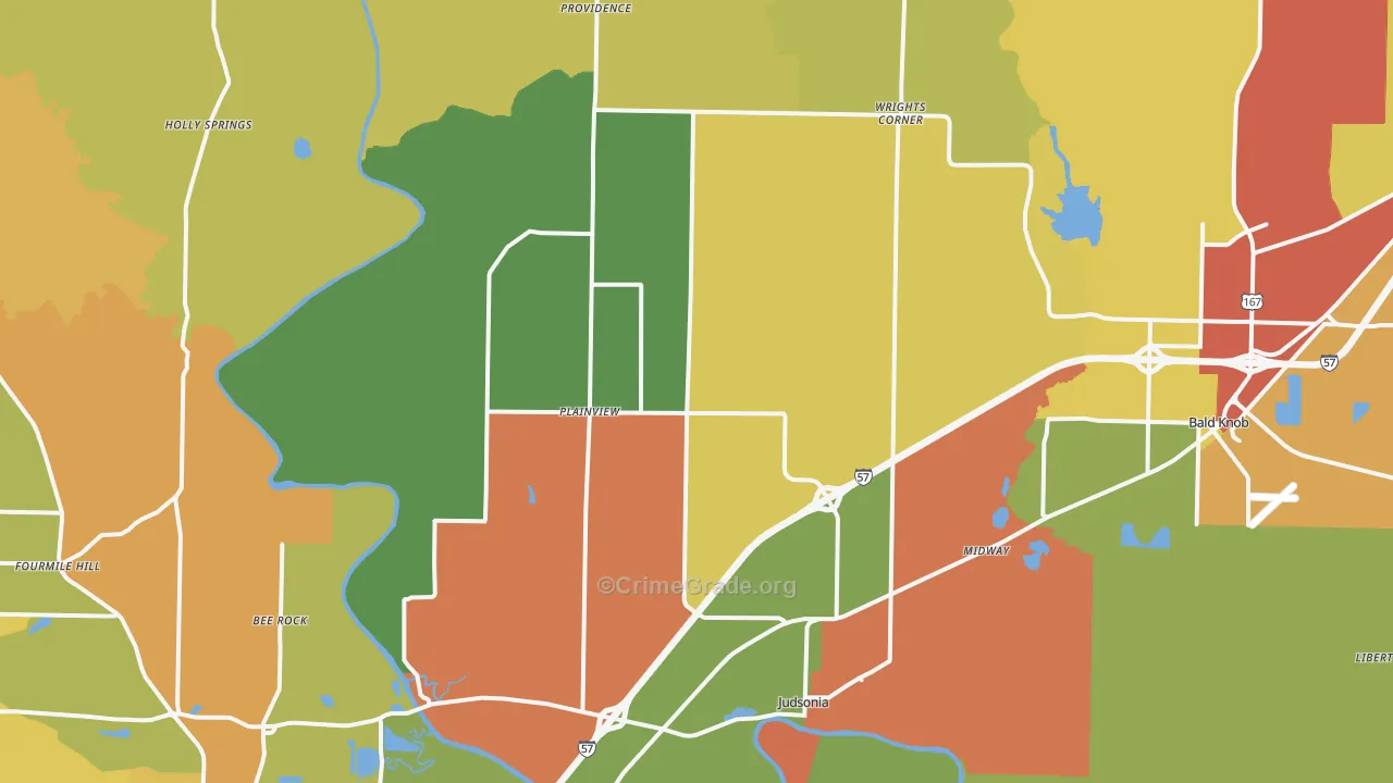 Judsonia, AR Map of Drug-Related Crime Rates