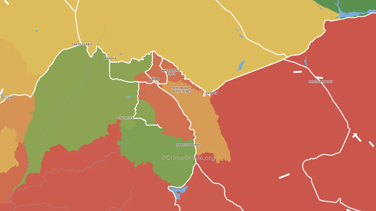 Julian, CA Map of Drug-Related Crime Rates