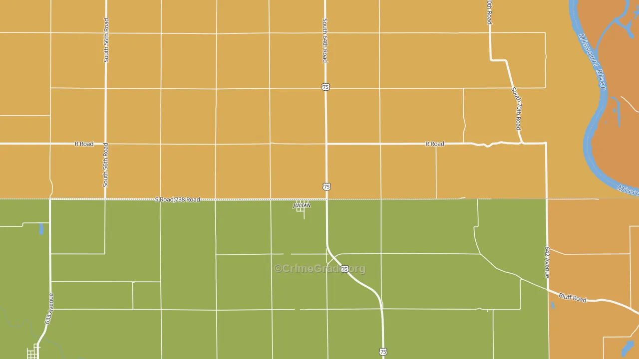 Julian, NE Map of Drug-Related Crime Rates