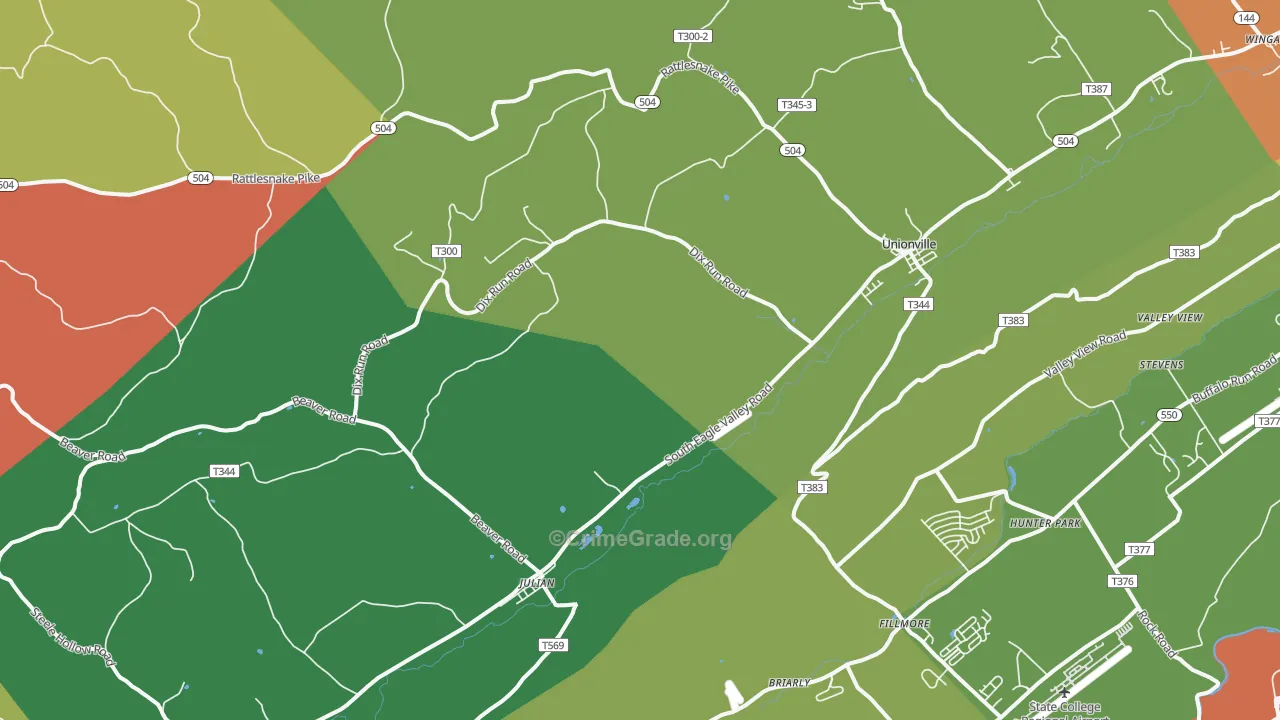 Julian, PA Map of Drug-Related Crime Rates