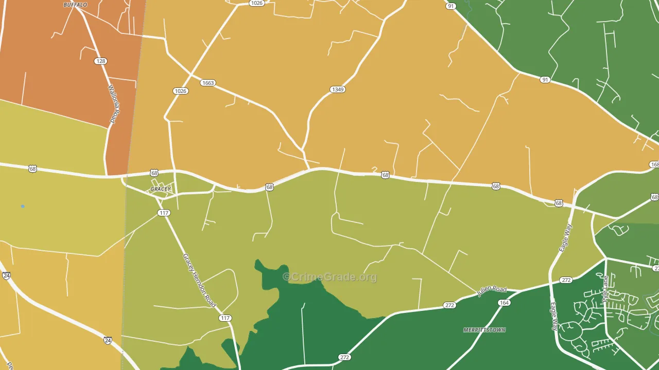 Julien, KY Map of Drug-Related Crime Rates