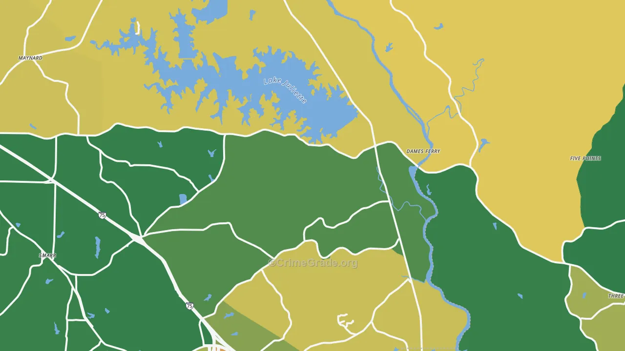 Juliette, GA Map of Drug-Related Crime Rates
