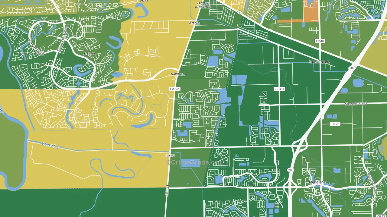 Juliff, TX Map of Drug-Related Crime Rates