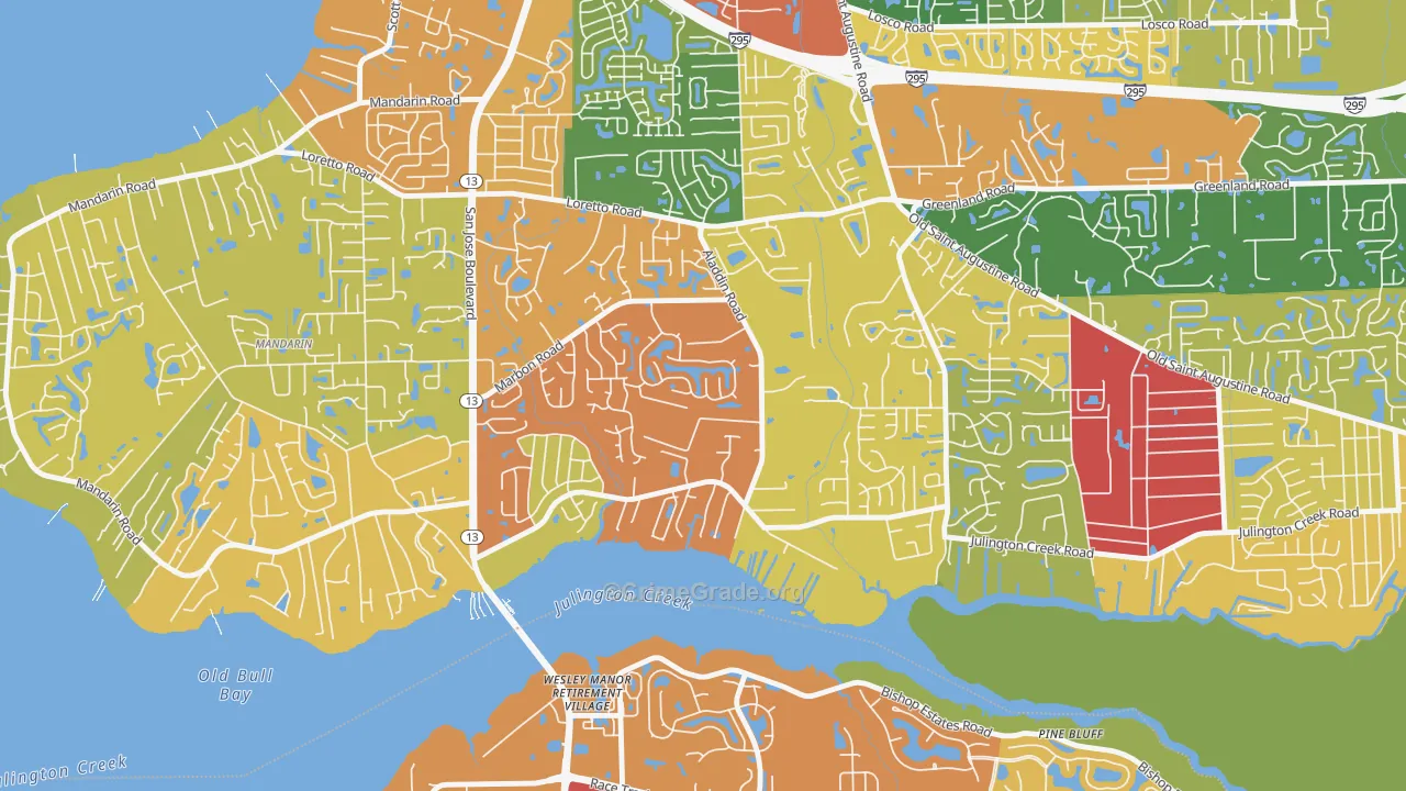 Julington Creek, Jacksonville, FL Map of Drug-Related Crime Rates