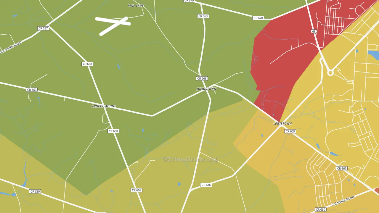 Juliustown, NJ Map of Drug-Related Crime Rates