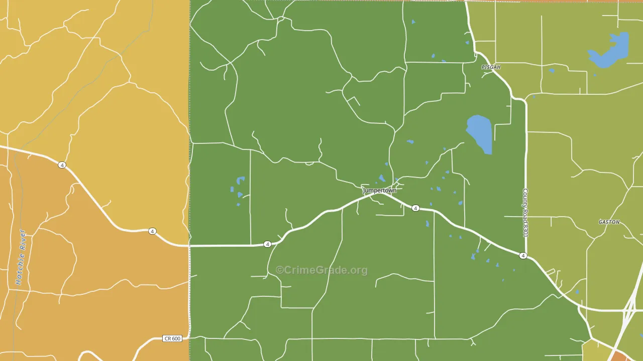 Jumpertown, MS Map of Drug-Related Crime Rates