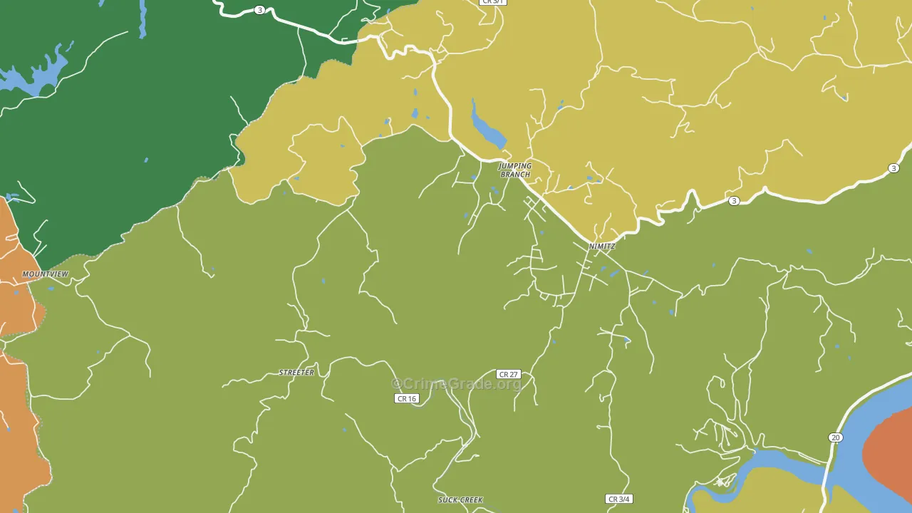 Jumping Branch, WV Map of Drug-Related Crime Rates