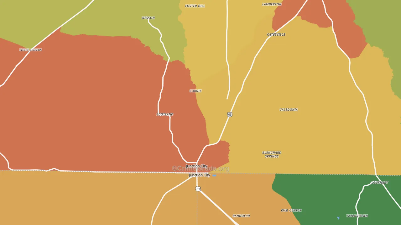 Junction City, AR Map of Drug-Related Crime Rates