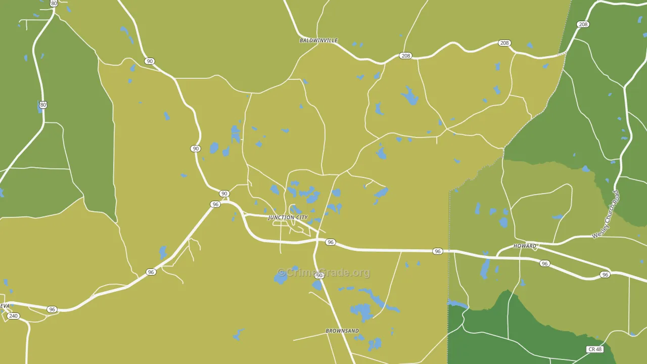 Junction City, GA Map of Drug-Related Crime Rates