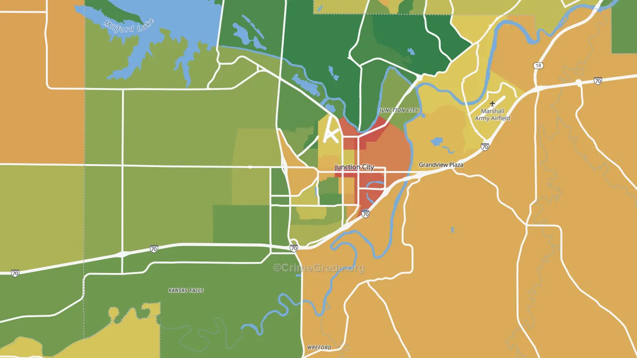 Junction City, KS Map of Drug-Related Crime Rates