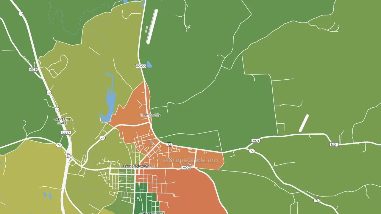 Junction City, MO Map of Drug-Related Crime Rates
