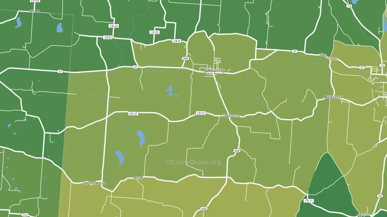 Junction City, OH Map of Drug-Related Crime Rates