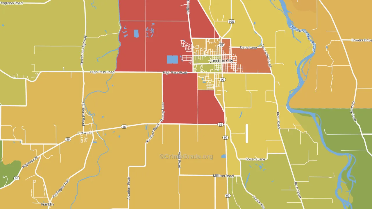 Junction City, OR Map of Drug-Related Crime Rates