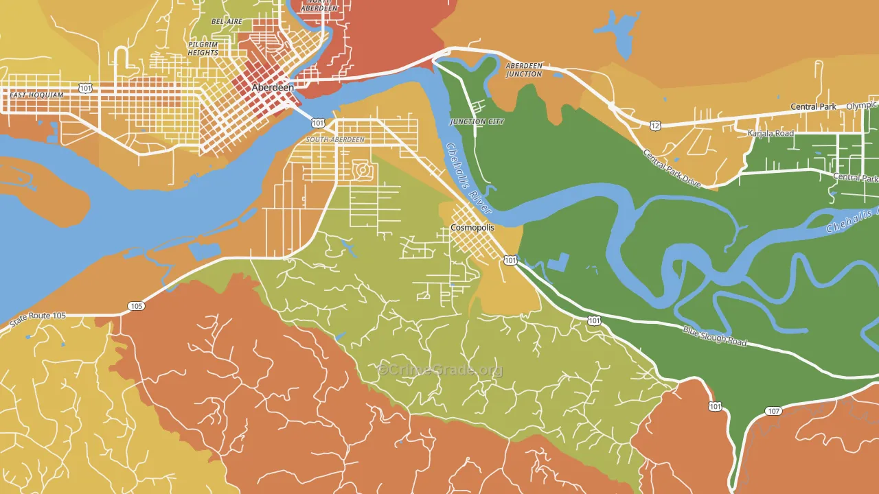 Junction City, WA Map of Drug-Related Crime Rates