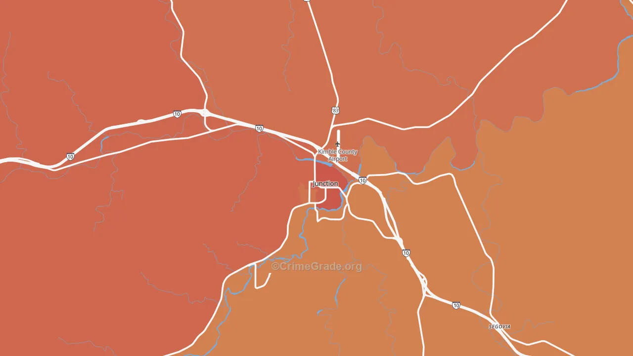 Junction, TX Map of Drug-Related Crime Rates