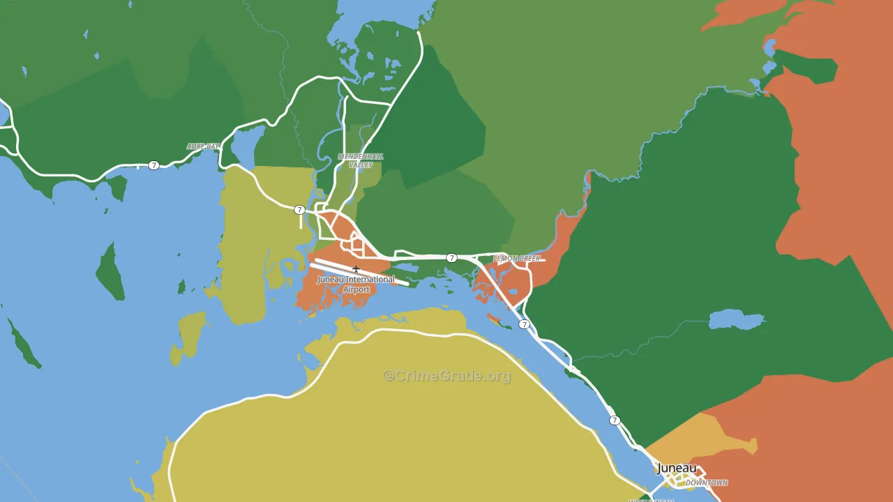 Juneau City and Borough, AK Map of Drug-Related Crime Rates