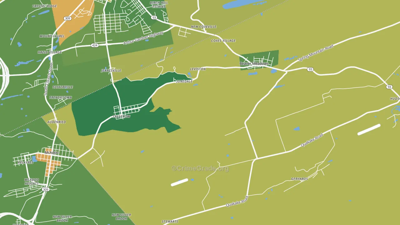 Junedale, PA Map of Drug-Related Crime Rates