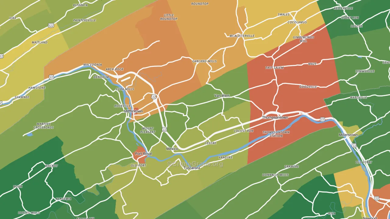 Juniata County, PA Map of Drug-Related Crime Rates