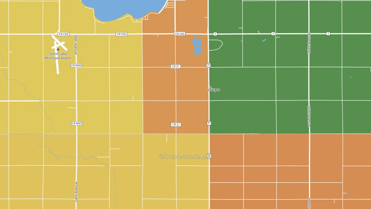 Juniata, IA Map of Drug-Related Crime Rates