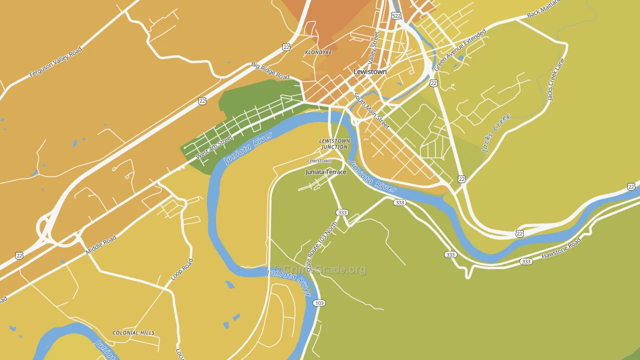 Juniata Terrace, PA Map of Drug-Related Crime Rates