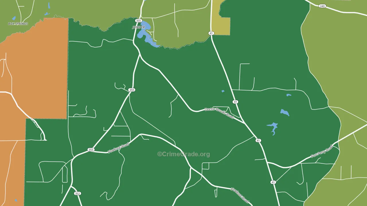 Juniper, GA Map of Drug-Related Crime Rates