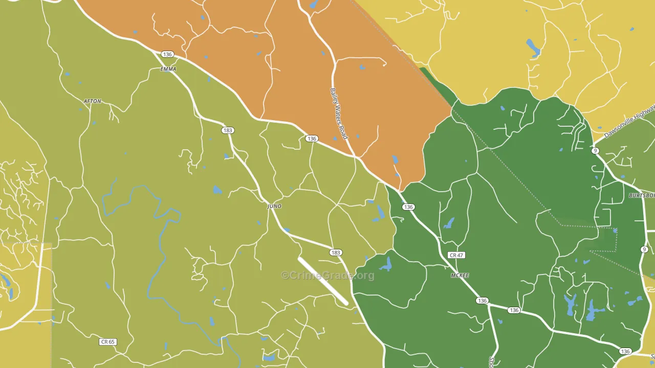Juno, GA Map of Drug-Related Crime Rates