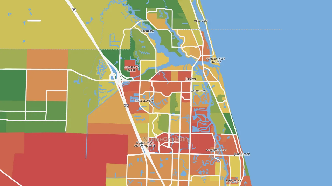 Jupiter, FL Map of Drug-Related Crime Rates