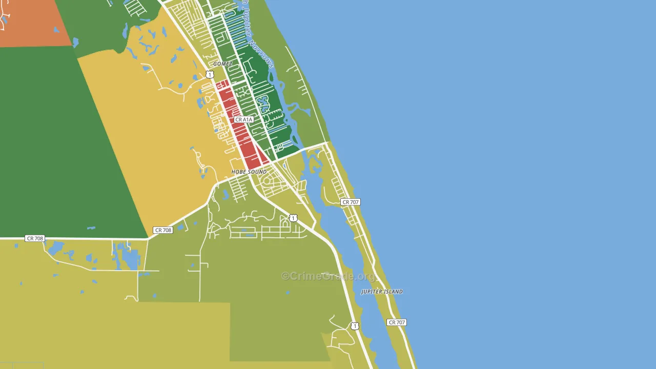 Jupiter Island, FL Map of Drug-Related Crime Rates