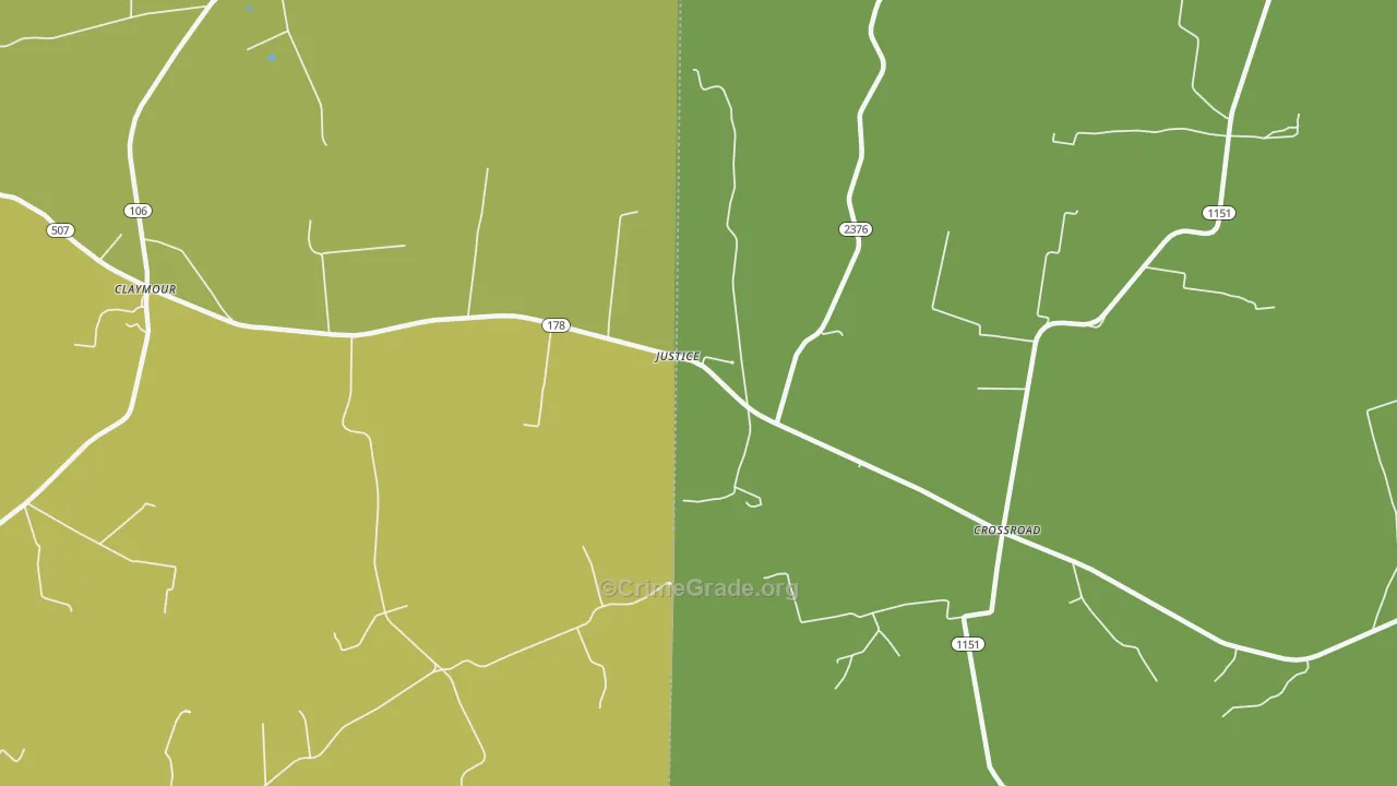 Justice, KY Map of Drug-Related Crime Rates
