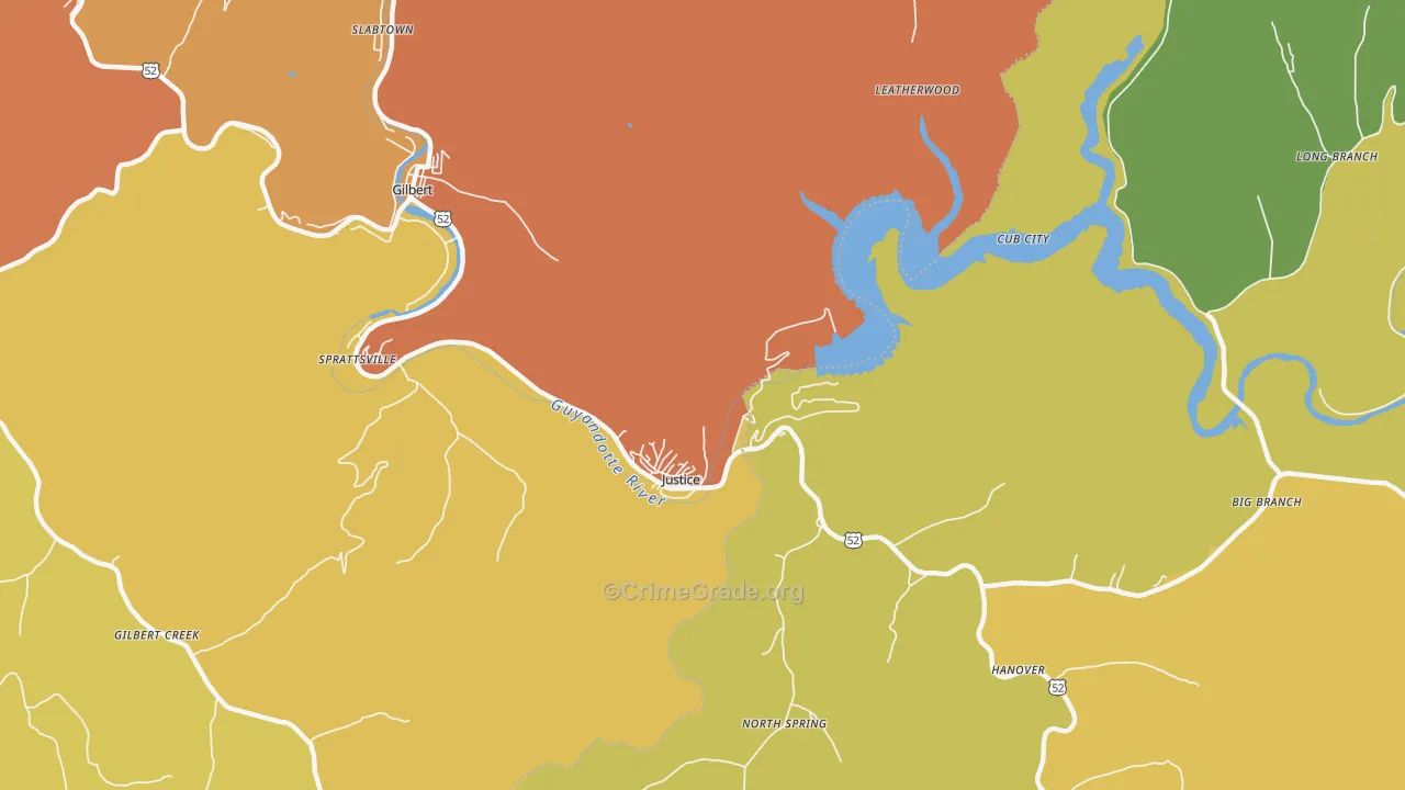 Justice, WV Map of Drug-Related Crime Rates