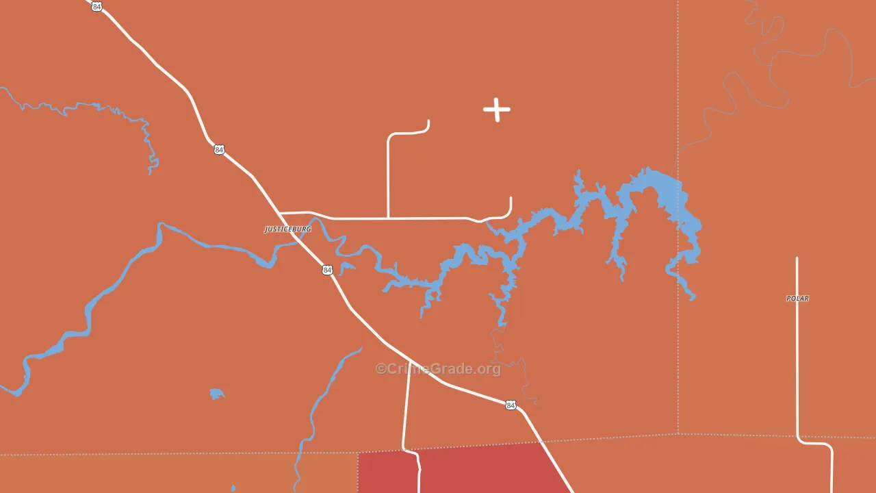 Justiceburg, TX Map of Drug-Related Crime Rates