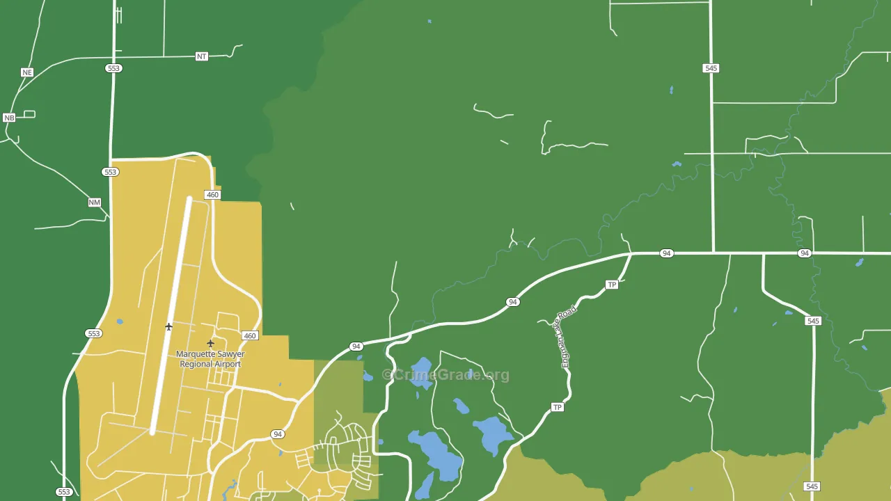 K. I. Sawyer Air Force Base, MI Map of Drug-Related Crime Rates