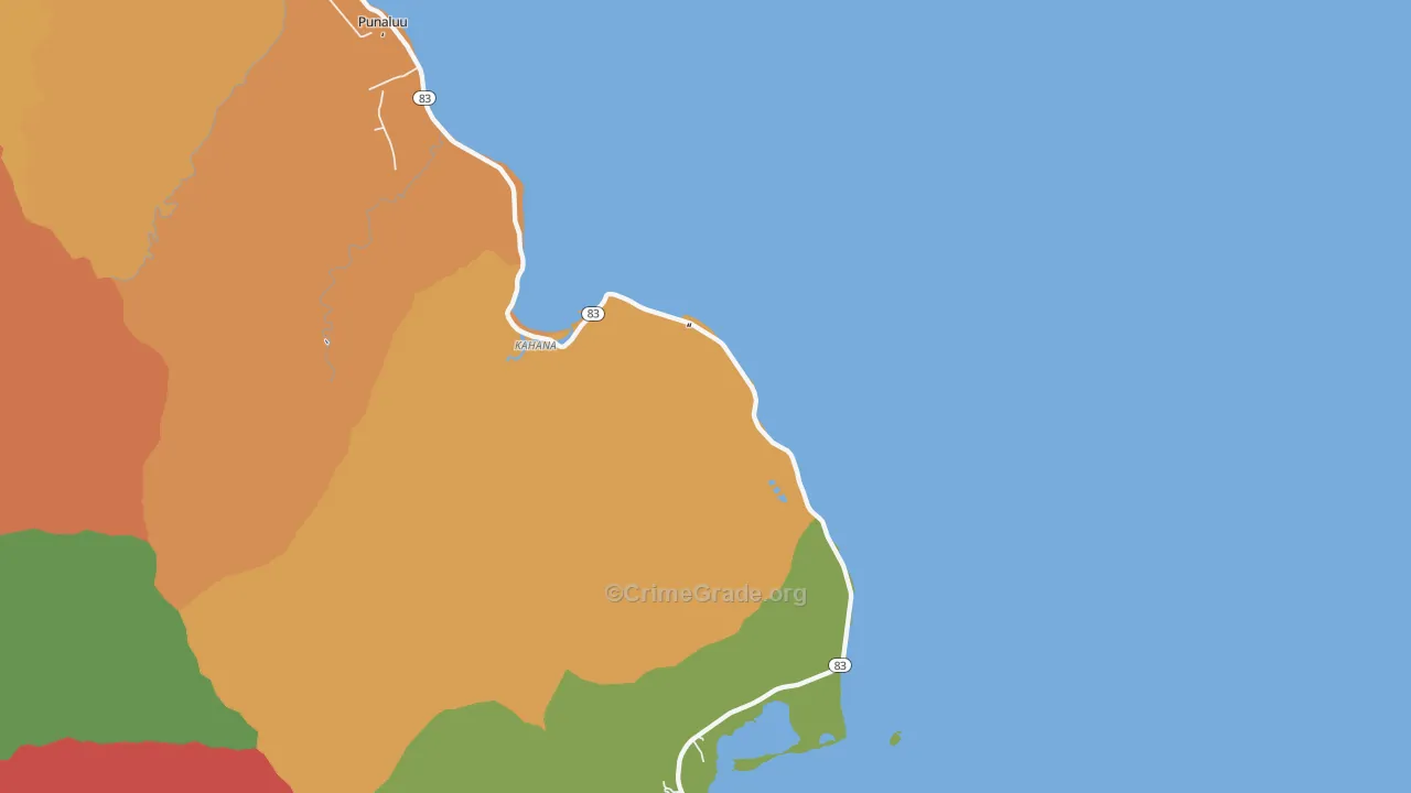 Kaaawa, HI Map of Drug-Related Crime Rates