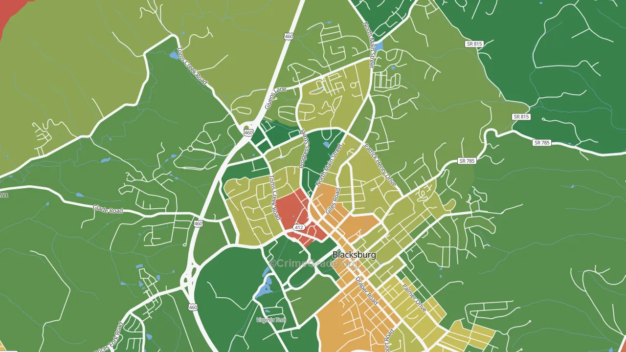 Kabrich Crescent, Blacksburg, VA Map of Drug-Related Crime Rates