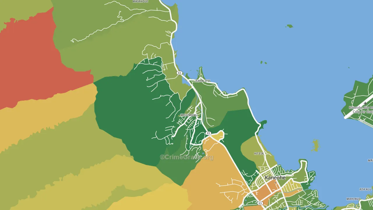 Kahaluu, Kaneohe, HI Map of Drug-Related Crime Rates