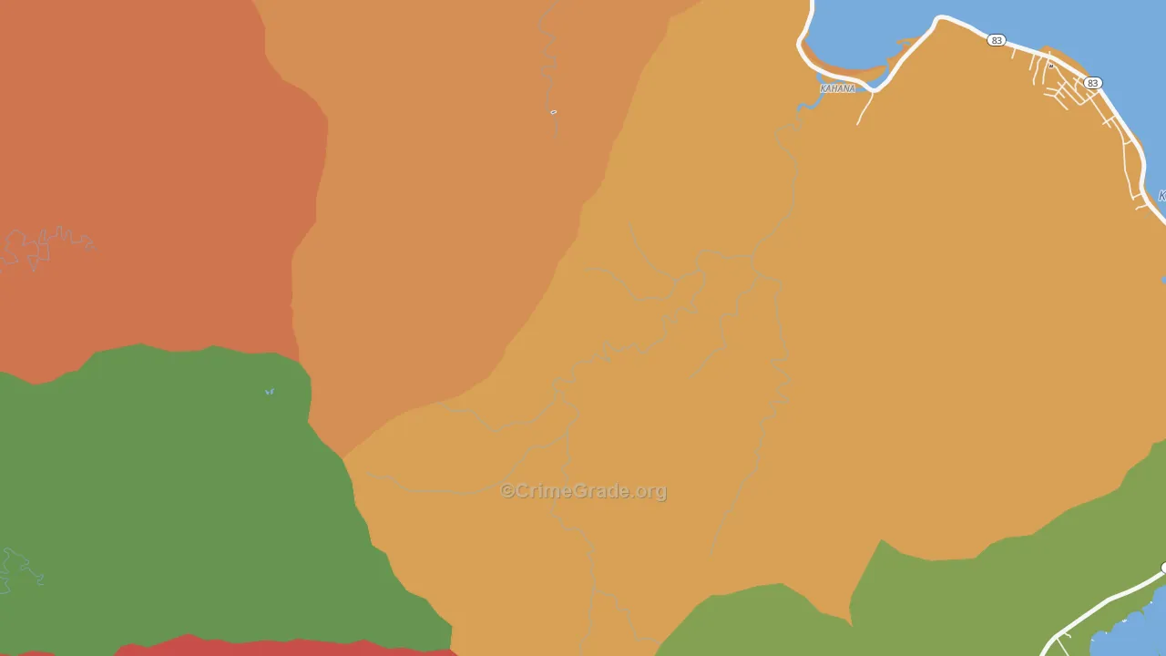 Kahana, HI Map of Drug-Related Crime Rates
