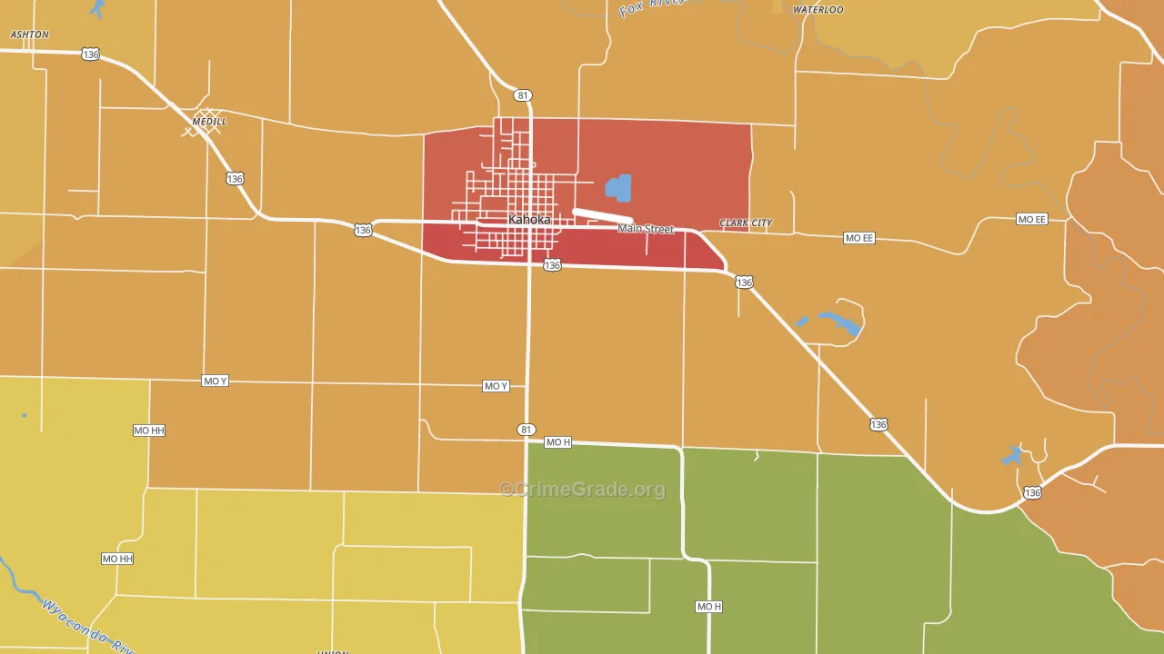 Kahoka, MO Map of Drug-Related Crime Rates