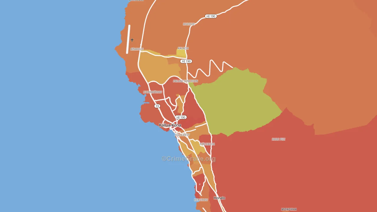 Kailua-Kona, HI Map of Drug-Related Crime Rates