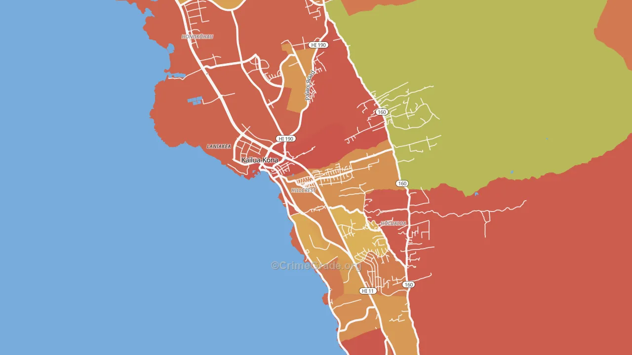Kailua Kona, Kailua-Kona, HI Map of Drug-Related Crime Rates