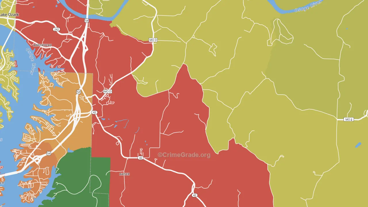Kaiser, MO Map of Drug-Related Crime Rates
