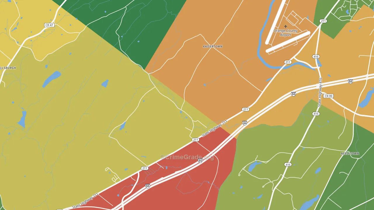 Kaisertown, NY Map of Drug-Related Crime Rates