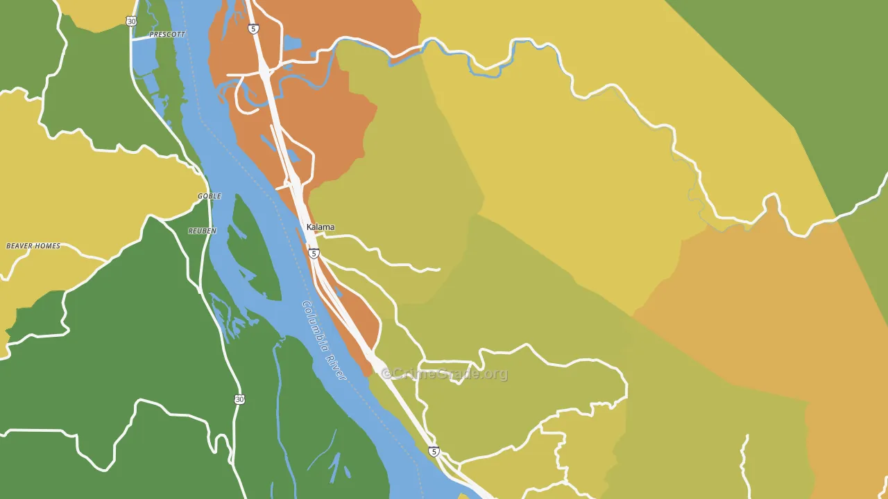Kalama, WA Map of Drug-Related Crime Rates
