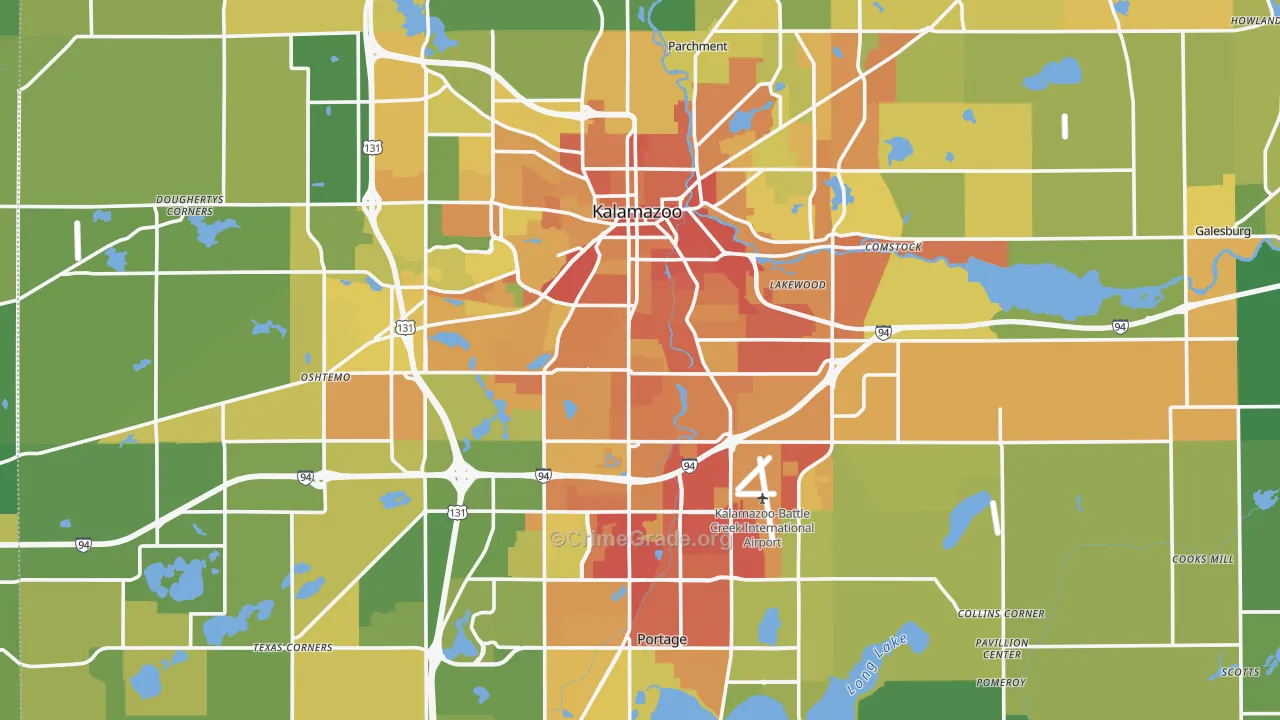 Kalamazoo County, MI Map of Drug-Related Crime Rates