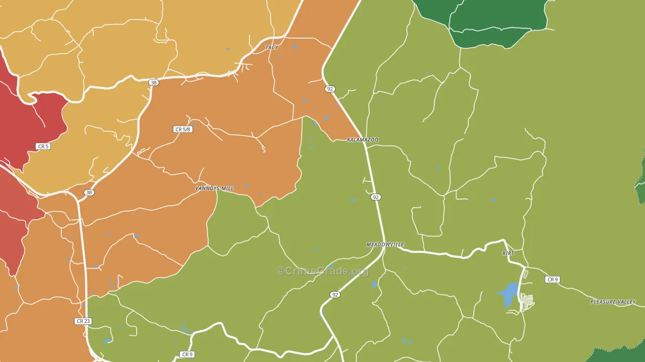 Kalamazoo, WV Map of Drug-Related Crime Rates
