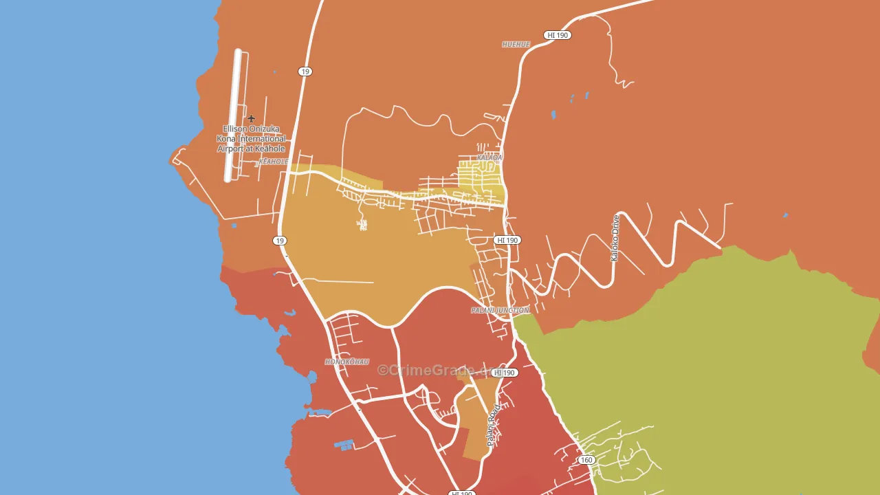 Kalaoa, HI Map of Drug-Related Crime Rates