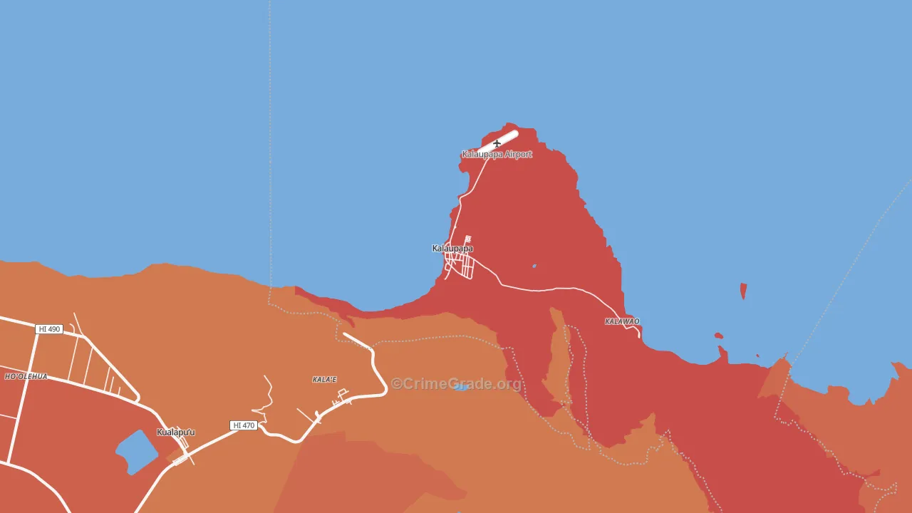 Kalawao County, HI Map of Drug-Related Crime Rates