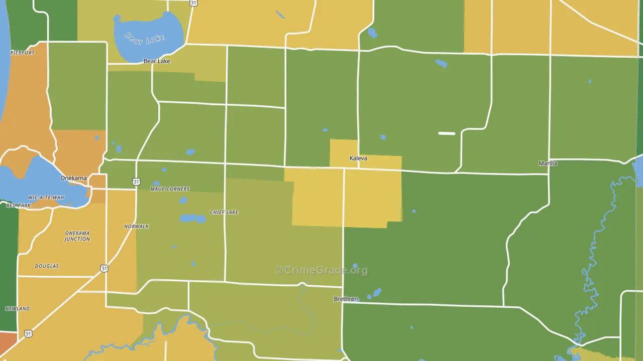 Kaleva, MI Map of Drug-Related Crime Rates